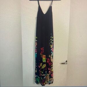 Black Floral Maxi Dress with V-Neck